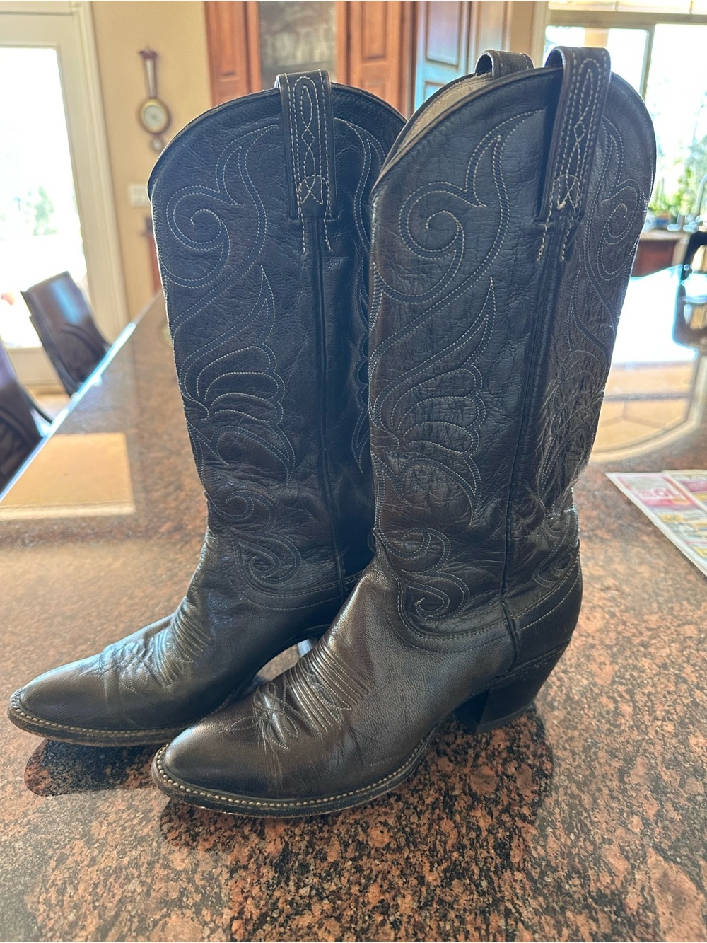 Dan Post Vintage Leather Cowboy Boots Sz 7 1/2 A EUC